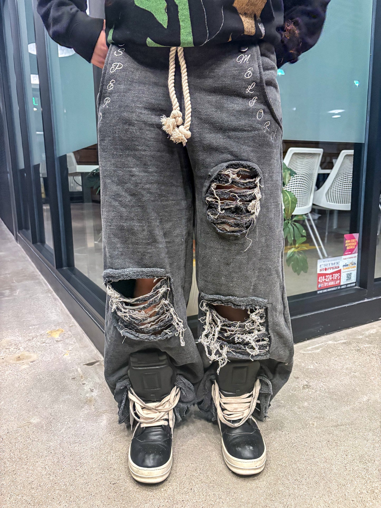 Distressed Faded Sweatpants